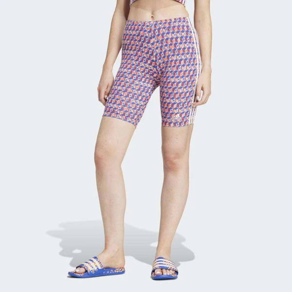 SHORTS ADIDAS BIKER FARM RIO FEMININO - Azul/laranja SHORTS ADIDAS BIKER FARM RIO FEMININO - Azul/laranja