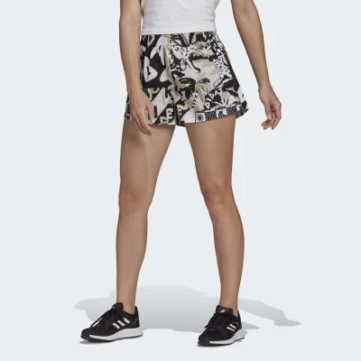 SHORTS ADIDAS FARM AOP FEMININO - Preto/bege SHORTS ADIDAS FARM AOP FEMININO - Preto/bege