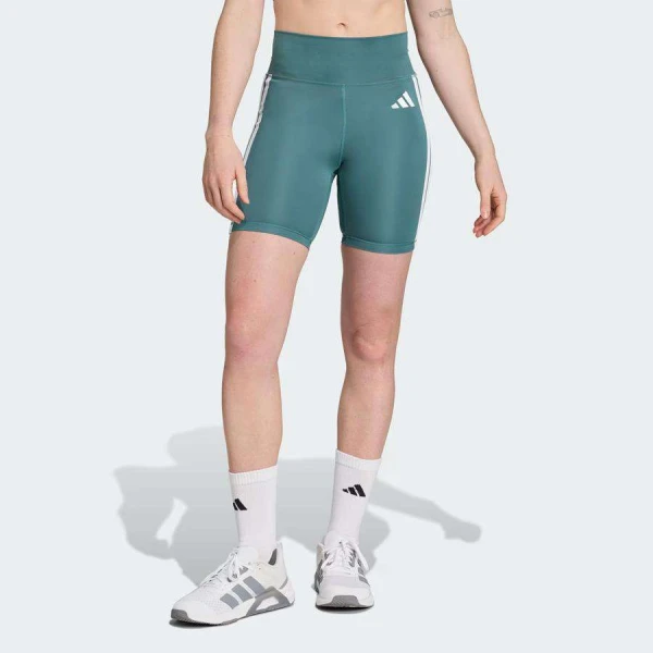 SHORTS ADIDAS LEGGING OPTIME ESSENTIALS 3S FEMININO - Verde/branco