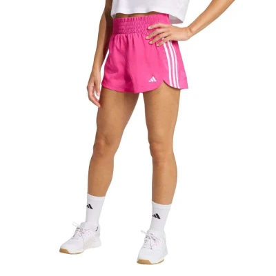 SHORTS ADIDAS PACER 3 LISTRAS FEMININO - Pink/branco