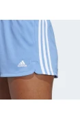 SHORTS ADIDAS PACER 3 LISTRAS KNIT FEMININO - Azul/branco SHORTS ADIDAS PACER 3 LISTRAS KNIT FEMININO - Azul/branco
