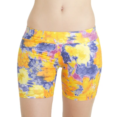 SHORTS ASICS AYAMI STRETCH FEMININO - Amarelo/roxo