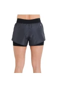 SHORTS ASICS BASIC 2 IN 1 FEMININO - Chumbo/prata