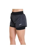 SHORTS ASICS BASIC 2 IN 1 FEMININO - Chumbo/prata