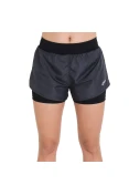 SHORTS ASICS BASIC 2 IN 1 FEMININO - Chumbo/prata