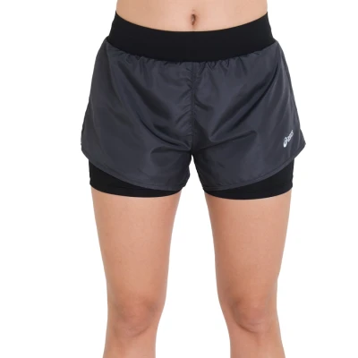SHORTS ASICS BASIC 2 IN 1 FEMININO - Chumbo/prata SHORTS ASICS BASIC 2 IN 1 FEMININO - Chumbo/prata