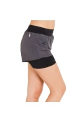 SHORTS ASICS BASIC 2 IN 1 FEMININO - Grafite/preto