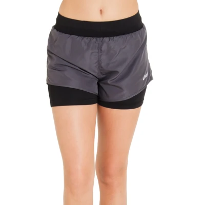 SHORTS ASICS BASIC 2 IN 1 FEMININO - Grafite/preto SHORTS ASICS BASIC 2 IN 1 FEMININO - Grafite/preto