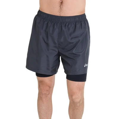 SHORTS ASICS BASIC 2 IN 1 MASCULINO - Chumbo/prata