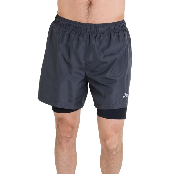 SHORTS ASICS BASIC 2 IN 1 MASCULINO - Chumbo/prata