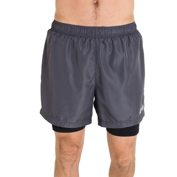 SHORTS ASICS BASIC 2 IN 1 MASCULINO - Grafite/preto