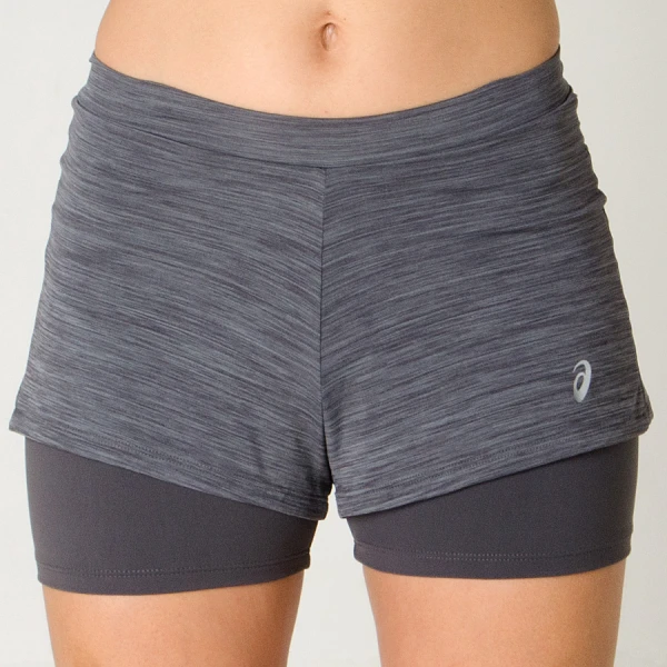 SHORTS ASICS COLOR 2 IN 1 FEMININO - Chumbo