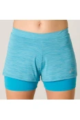 SHORTS ASICS COLOR 2 IN 1 FEMININO - Verde/azul