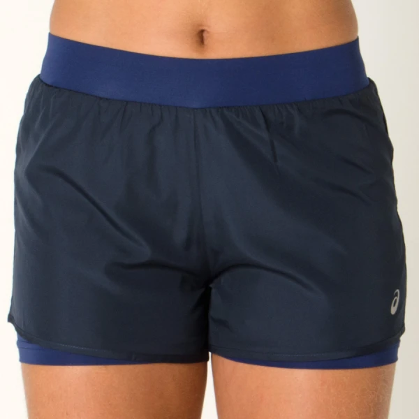 SHORTS ASICS CORE RUNNING 2IN1 FEMININO - Marinho/azul