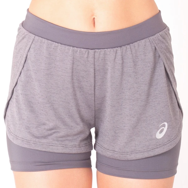 SHORTS ASICS RUNNING BLEND 2IN1 FEMININO - Grafite/chumbo