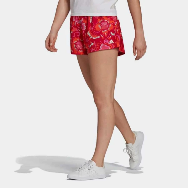 SHORTS ESTAMPA FLORAL FARM RIO ADIDAS FEMININO - Vermelho