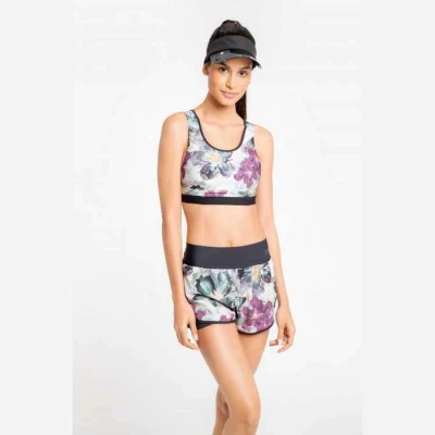 SHORTS LIVE RUN LANDSCAPE FEMININO - Preto/roxo