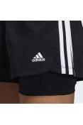 SHORTS MALHA ADIDAS PACER DOIS EM UM 3S FEMININO - Preto/branco SHORTS MALHA ADIDAS PACER DOIS EM UM 3S FEMININO - Preto/branco