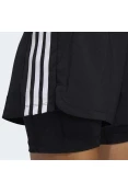 SHORTS MALHA ADIDAS PACER DOIS EM UM 3S FEMININO - Preto/branco SHORTS MALHA ADIDAS PACER DOIS EM UM 3S FEMININO - Preto/branco
