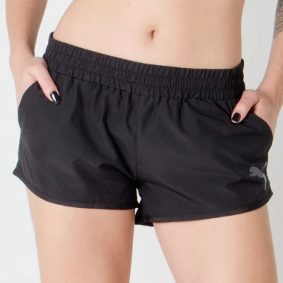 SHORTS PUMA ACTIVE ESS WOVEN FEMININO - Preto SHORTS PUMA ACTIVE ESS WOVEN FEMININO - Preto
