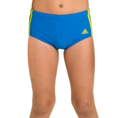 SUNGA ADIDAS LATERAL LARGA 3S INFANTIL - Azul/amarelo