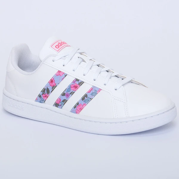 TÊNIS ADIDAS GRAND COURT FEMININO - Branco/rosa