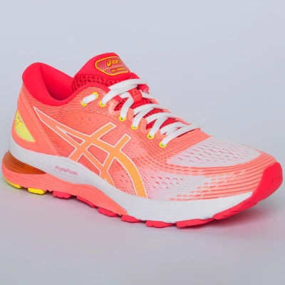 TÊNIS ASICS GEL NIMBUS 21 SHINE FEMININO - Salmao/branco