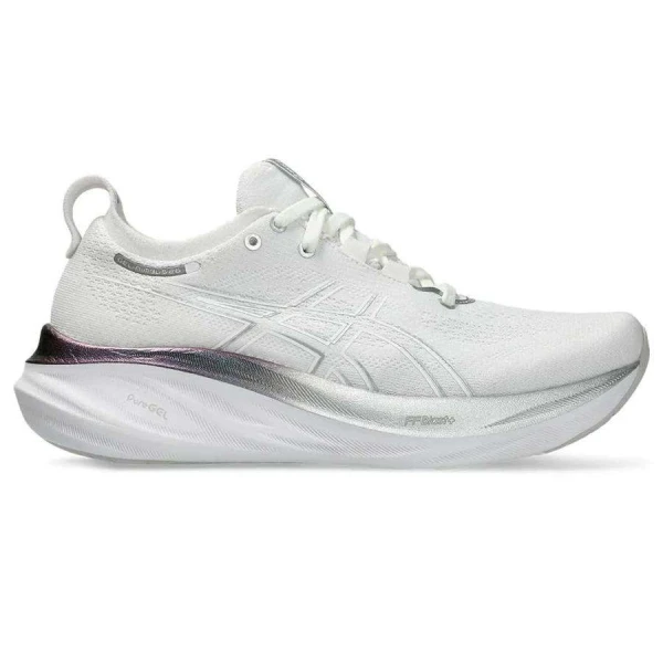 TÊNIS ASICS GEL NIMBUS 26 PLATINUM FEMININO - Branco/prata