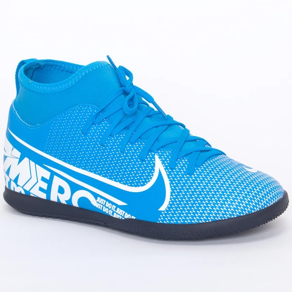 TÊNIS BOTINHA NIKE MERCURIAL SUPERFLY 7 CLUB IC INFANTIL - Azul/branco