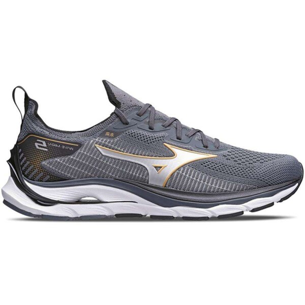 TÊNIS DE CORRIDA MIZUNO WAVE MIRAI 5 MASCULINO - Grafite/dourado