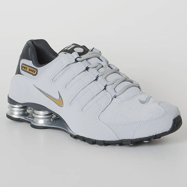 TÊNIS NIKE SHOX NZ MASCULINO - Cinza/dourado TÊNIS NIKE SHOX NZ MASCULINO - Cinza/dourado