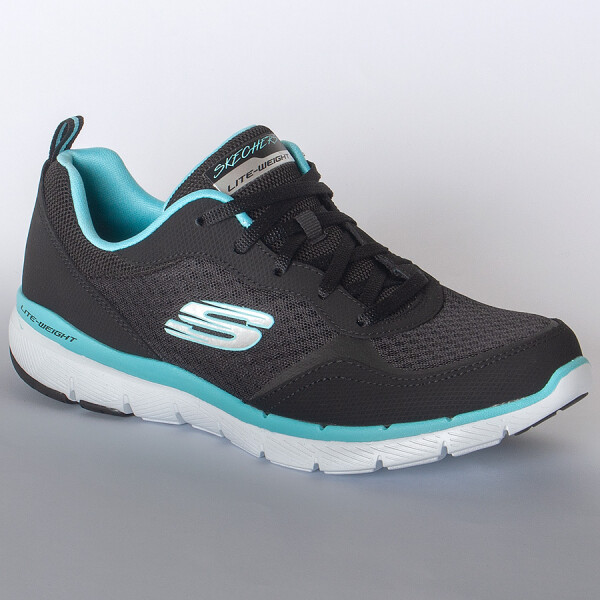 TÊNIS SKECHERS FLEX APPEAL 3.0-GO FORWARD FEMININO - Preto/azul celeste