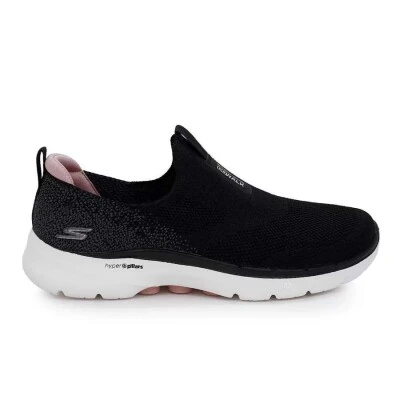 TÊNIS SKECHERS GO WALK 6 - GLIMMERING FEMININO - Preto/branco