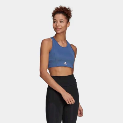 TOP 3-LISTRAS SPORT BRA ADIDAS FEMININO - Azul