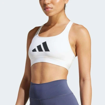 TOP ADIDAS LOGO SUPORTE MEDIO FEMININO - Branco
