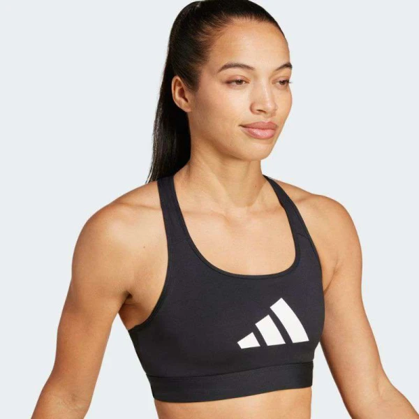 TOP ADIDAS LOGO SUPORTE MEDIO FEMININO - Preto