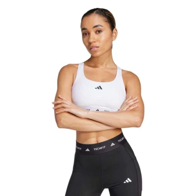 TOP ADIDAS TECHFIT SUPORTE MEDIO FEMININO - Branco