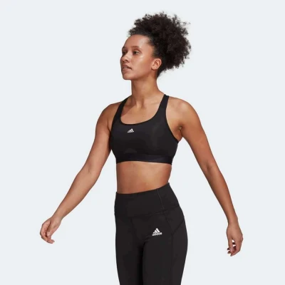 TOP ADIDAS TREINO POWERREACT DE MÉDIO SUPORTE FEMININO - Preto