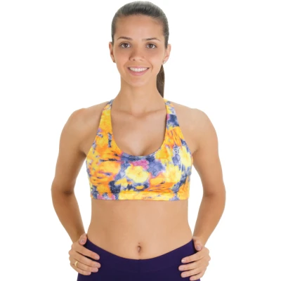 TOP ASICS AYAMI BASIC BRA 2 FEMININO - Amarelo/roxo