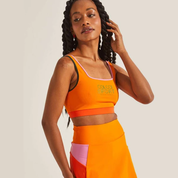 TOP COLCCI COM RECORTES COLORS SPORT BEACH FEMININO - Laranja
