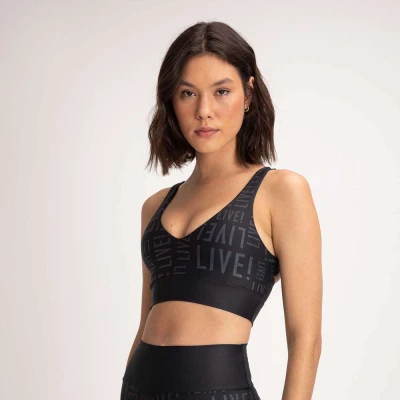 TOP LIVE CROSS ESSENTIAL FEMININO - Preto/grafite