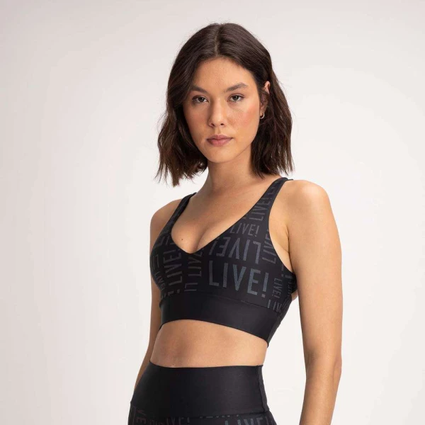 TOP LIVE CROSS ESSENTIAL FEMININO - Preto/grafite
