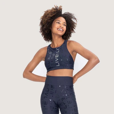 TOP LIVE HALTER ICON LUX FEMININO - Marinho