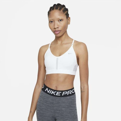 TOP NIKE DRI-FIT INDY FEMININO - Branco/cinza