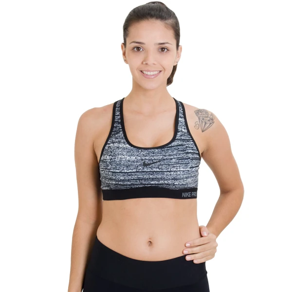 TOP NIKE PRO CLASSIC PAD STATIC BRACOL FEMININO - Preto/branco