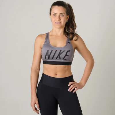 TOP NIKE SWOOSH LOGO FEMININO - Grafite/preto TOP NIKE SWOOSH LOGO FEMININO - Grafite/preto
