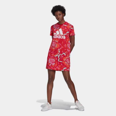 VESTIDO ADIDAS CAMISETA ESTAMPA FLORAL FARM RIO FEMININO - Vermelho/branco VESTIDO ADIDAS CAMISETA ESTAMPA FLORAL FARM RIO FEMININO - Vermelho/branco