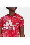 VESTIDO ADIDAS CAMISETA ESTAMPA FLORAL FARM RIO FEMININO - Vermelho/branco VESTIDO ADIDAS CAMISETA ESTAMPA FLORAL FARM RIO FEMININO - Vermelho/branco