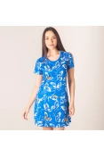 VESTIDO ADIDAS FARM RIO PRINT FEMININO - Azul/branco VESTIDO ADIDAS FARM RIO PRINT FEMININO - Azul/branco