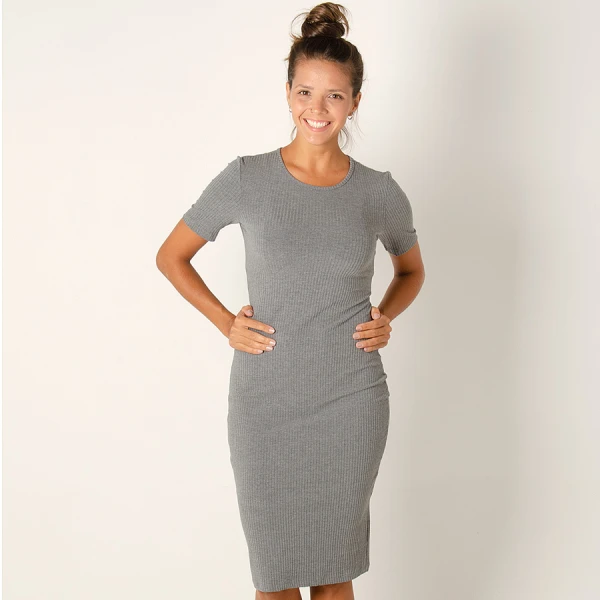VESTIDO COLCCI CANELADO FEMININO - Cinza VESTIDO COLCCI CANELADO FEMININO - Cinza